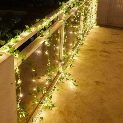 Image of Garden Mile Solar String Lights 12m 120 LED Artificial Ivy Vines with Fairy Powered Fake Weatherproof Durable Maple Laves Garland for Patio Decoration