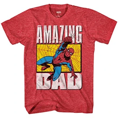 Image of Marvel Spiderman Spider Man Amazing Dad Adult T Shirt(Heather Red,XXXL)
