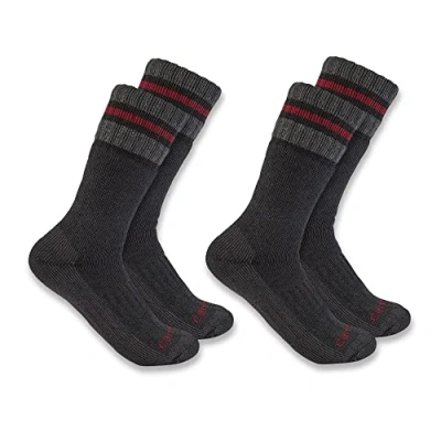 Image of Carhartt Men&#039;s Heavyweight Synthetic Wool Blend Boot Sock 2 Pairs, Black, L