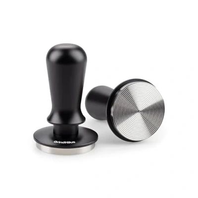 Image of GrindHaus V1 51mm Espresso Coffee Tamper, Dual Spring Loaded Calibrated Tamper Tool with Stainless Steel Ripple Base Barista Grade 30lbs Constant Pressure Anodised Aluminium Handle