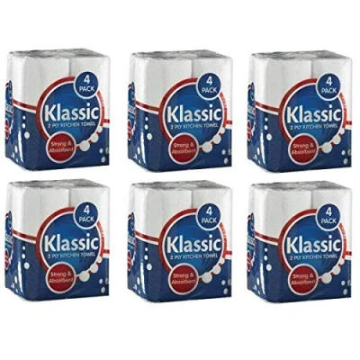 Image of Klassic 2 Ply Kitchen Roll White (6 Packs of 4 Rolls) 1105090