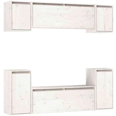 Image of vidaXL TV Cabinets 6 pcs White Solid Wood Pine