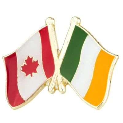 Image of Canada &amp; Ireland Irish Friendship National Flag Enamel Metal Pin Badge Diplomat Lapel