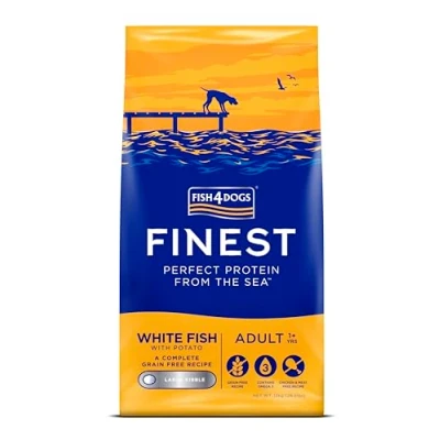 Image of Fish4Dogs Finest White Fish and Potato Dog Food Natural, Hypoallergenic Great for Dogs With Allergies Rich in Omega 3, 6 9 (Large Kibble 12kg)
