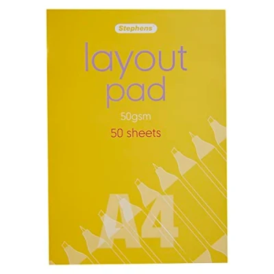 Image of Stephens Layout Pad A4 50gsm 50 Sheets, Ideal For Sketch, Drawing, Rough Drafting And Developing Ideas, Great Architect Preparing Final Plans Ideas