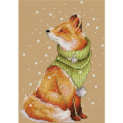 Image of Awesocrafts Cross Stitch Stamped Kits Winter Fox Easy Patterns Stitching Embroidery Needlework Kit Supplies