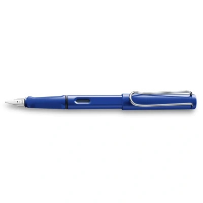 Image of LAMY safari blue Fountain Pen with ergonomic grip &amp; polished steel nib in size B ideal for any Writing Calligraphy including T 10 cartridge Right Handed