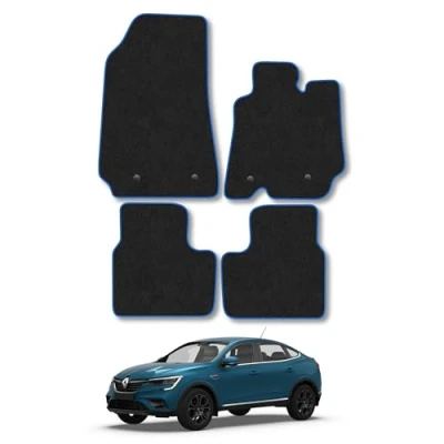 Image of Car Mats Compatible with Renault Arkana (2021 ) Tailored Fit Blue Carpet Floor Set Accessory Custom 4 Pieces Anti Slip Backing &amp; Binding Trim Edge