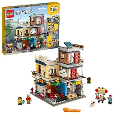Image of LEGO Creator 3 in 1 Townhouse Pet Shop &amp; Café 31097 Toy Store Building Set with Bank, Town Playset a Tram, Animal Figures and Minifigures (969 Pieces)