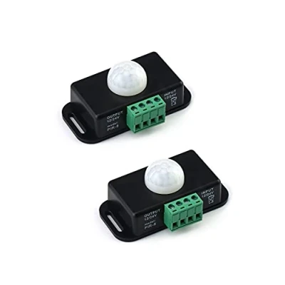 Image of QWORK® Body Infrared Light Switch, 12V/24V PIR Motion Sensor Switch for LED Strip Automatic, 2 Pack