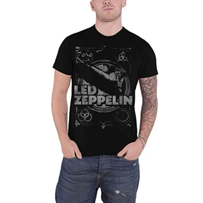 Image of LED Zeppelin T Shirt Vintage Print ZEPP 1 Band Logo Official Mens Black S
