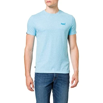 Image of Superdry Men&#039;s Vintage Logo Emb Tee T Shirt, Turquoise Sea Grit, L