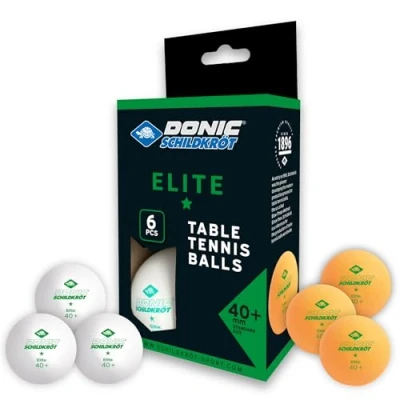 Image of Donic Schildkröt 1 Star Elite Table Tennis Balls, Poly 40+ Quality, 6 Pieces in a Blister, 3x White/3x Orange
