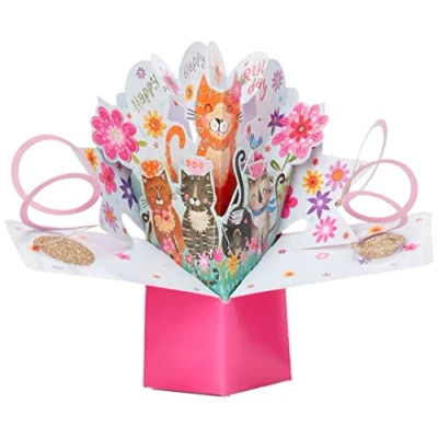 Image of Happy Birthday Cats Pop Up Greeting Card Original Second Nature 3D Cards