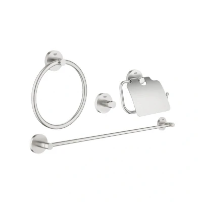Image of Grohe Essentials 4 in 1 Master Bathroom Acessories Set Supersteel (40776DC1)