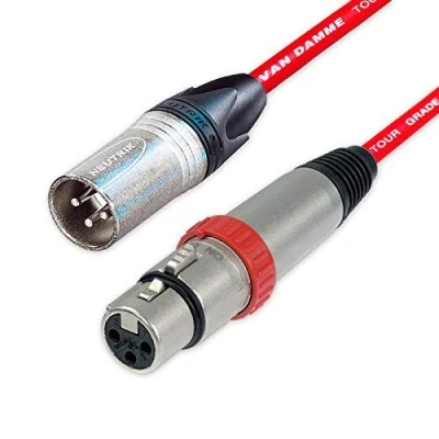 Image of Switched Neutrik XLR to Cables. Van Damme Balanced Cable. NC3FXS Mic Leads (10m, Red)