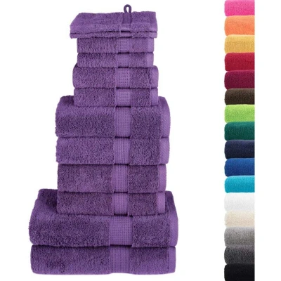 Image of vidaXL 12 Piece Premium Towel Set SOLUND Purple 600 gsm