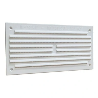 Image of 6&quot; x 3&quot; White Plastic Louvre Air Vent Grille with Removable Flyscreen Cover
