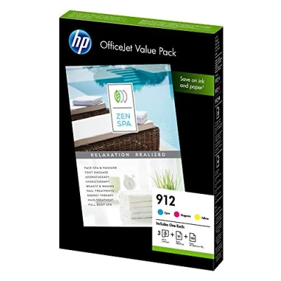 Image of HP 6JR41AE 912 Officejet Value Pack, Cyan/Magenta/Yellow, Multipack