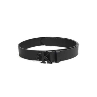 Image of Calvin Klein Jeans Round MONO Plaque Belt, Men&#039;s, Size: 50, Black