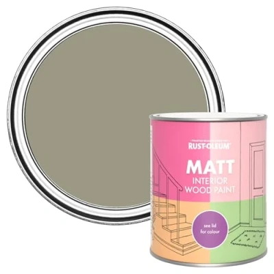 Image of Rust Oleum Green Interior Wood Paint in Matt Finish Grounded 750ml