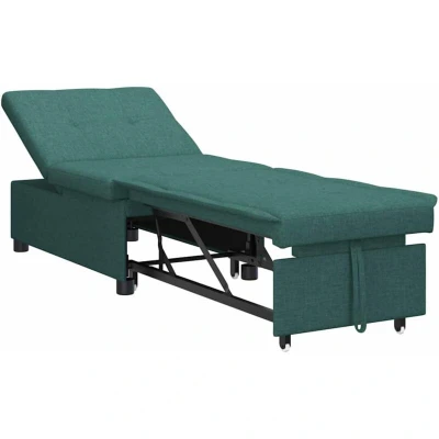 Image of vidaXL 3 in 1 Sofa Bed Pull Out Design Dark Green Fabric