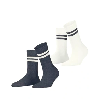 Image of ESPRIT Women&#039;s Tennis Stripe 2 Pack W SO Cotton Patterned Pairs Socks, Multicolor (White Blue 0020) new eco friendly, 5.5 8