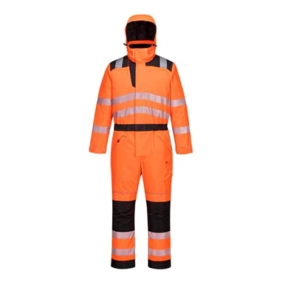 Image of Portwest PW3 Hi Vis Winter Coverall Orange/Black Medium