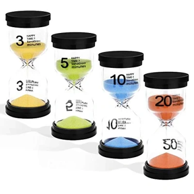 Image of XCOZU Hourglass Sand Timer,4 Coloured Timers for Children 3 Minute 5 10 20 Timer,Egg Timer Toothbrush Sandglass Clock Classroom Game Home Office Decoration