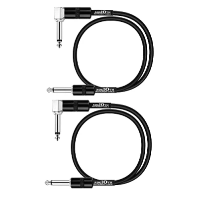 Image of Augioth 30 CM 12 Inch Guitar Patch Cable Performance Effect Pedal Cables Straight to Angled 2Pack