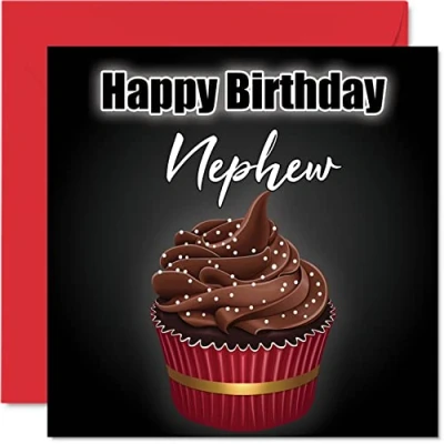 Image of Stylish Birthday Cards for Nephew Cupcake Fun Happy Card from Auntie Uncle, Gifts, 145mm x Greeting Gift
