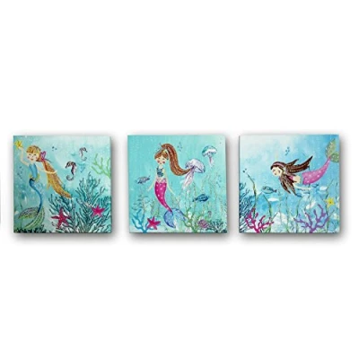 Image of Arthouse, Arthouse Mermaid World Glitter Set of Three Canvas