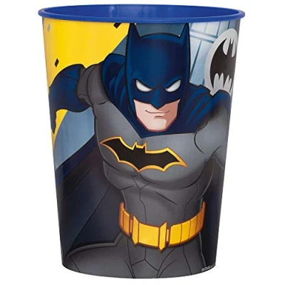 Image of Multicolor Batman Plastic Stadium Cup (453grams) Perfect for Parties &amp; Everyday Use 1 Pc