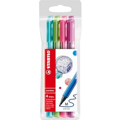 Image of Fineliner STABILO pointMax Pack of 4 Ice Green, Pink, Lilac