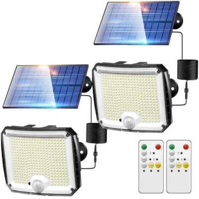 Image of Solar Lights Outdoor Garden, [318LED/5Modes/10M]Solar Security Motion Sensor, Remote Outdoor,IP65 Wall Lights,Solar Garden[2PCS]