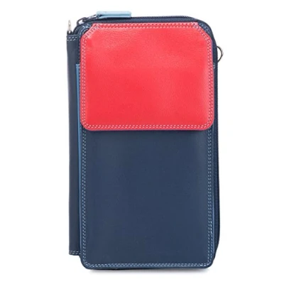 Image of mywalit Leather Women&#039;s Wallet Zip Round Multi Purse with Shoulder Strap 1220 127 Royal