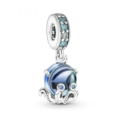 Image of Pandora Moments Chameleon sterling silver dangle with color changing light teal to dark teal, violet pink enamel
