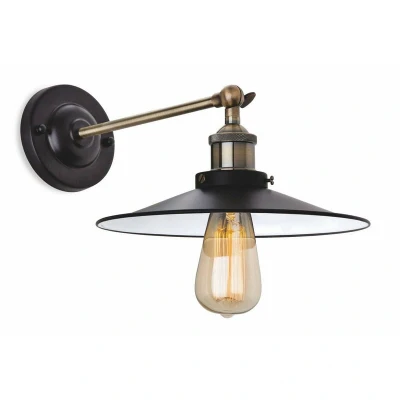 Image of Ashby 1 Light Indoor Dome Wall Black, Antique Brass, E27