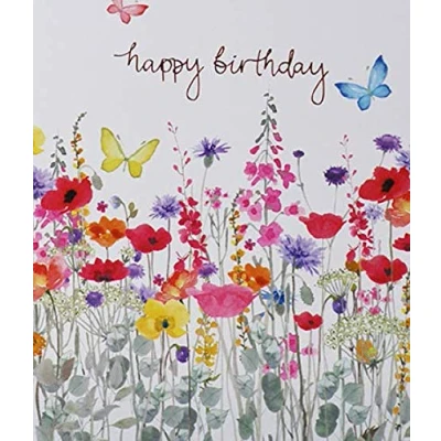 Image of Stunning Artistic Female Birthday Card (PL EDH011) Wild Meadow Flowers with an Elegant Foil Finish Greeting for Her From the Beautiful Delphine Range