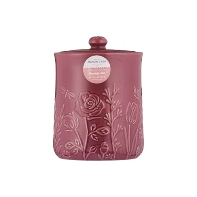 Image of Mason Cash In the Meadow Medium Storage Jar 1.85 Litre Embossed Floral Design, Durable Stoneware, Airtight Lid Ideal for Biscuits, Cookies, Rice, Flour Classic Kitchen