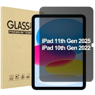 Image of ProCase for iPad 10th Generation 10.9 2022 Privacy Screen Protector A2696/A2757/A2777, Anti Spy Tempered Glass Film Guard 10 Gen