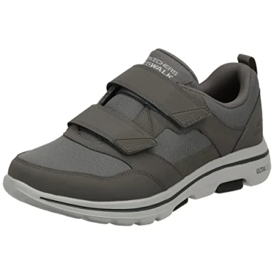Image of Skechers Men&#039;s Gowalk Athletic Hook and Loop Walking Shoes Two Strap Sneakers Air Cooled Foam, Khaki, 10.5 UK X Wide