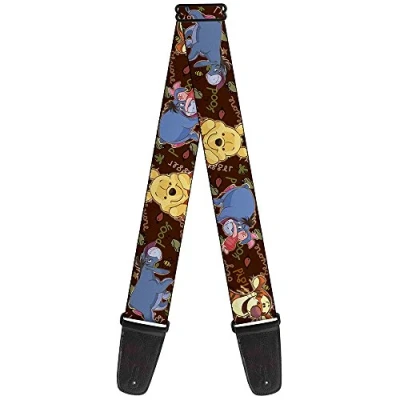Image of buckle down Guitar Strap 34 60 Inches Winnie the Pooh Character Poses