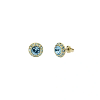 Image of Ted Baker Soletia Solitaire Sparkle Crystal Stud Earrings for Women (Gold/Aquamarine Crystal)