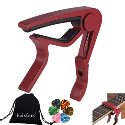 Image of LKTingBax Red Professional Guitar Tuner Capo for Acoustic Guitar, Electric Guitar,Ukulele,Bass,Banjo,Mandolin+6 PCS Picks +Guitar bag Making Life Easier