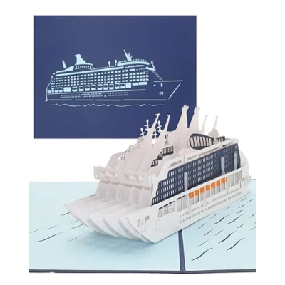 Image of &#039;Pop Up 3D Card Cruising Cruise &quot;Gutschein with Travel Ship Greeting