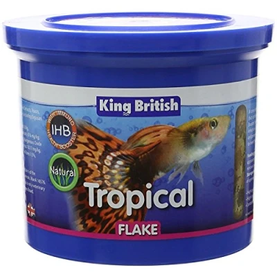 Image of King British Tropical Fish Flake With Immuno Health Booster Complete Food for Helps Prevent Infection and Disease High Protein Content Includes Essential Vitamins 200g