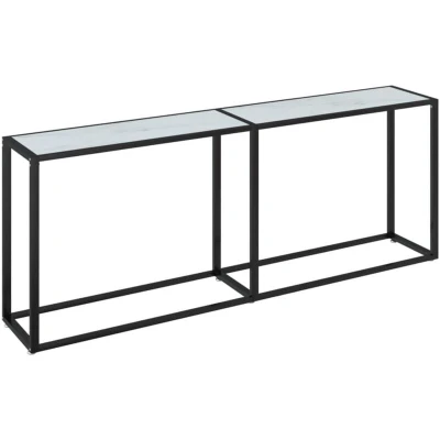 Image of vidaXL Console Table White Marble 200x35x75.5cm Tempered Glass