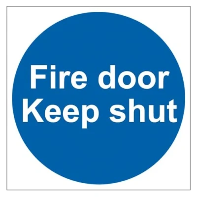 Image of Fire Door Keep Shut Sign, Pack of 20, Self Adhesive Semi Rigid PVC, 100mm x