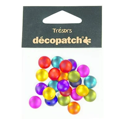 Image of Décopatch Ref BJ005O Trésors Plastic Embellishments 10mm Decorative Gems Ideal for Decorating Décopatched Items Assorted Colours, Pack of 24